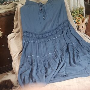 Stunning Blue Women's Maxi Skirt From Country Store; Full Of Beautiful Details